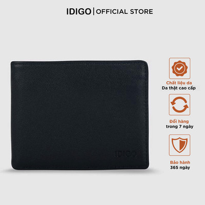 Ví nam da thật hoạ tiết vân nhám IDIGO MW1-5024