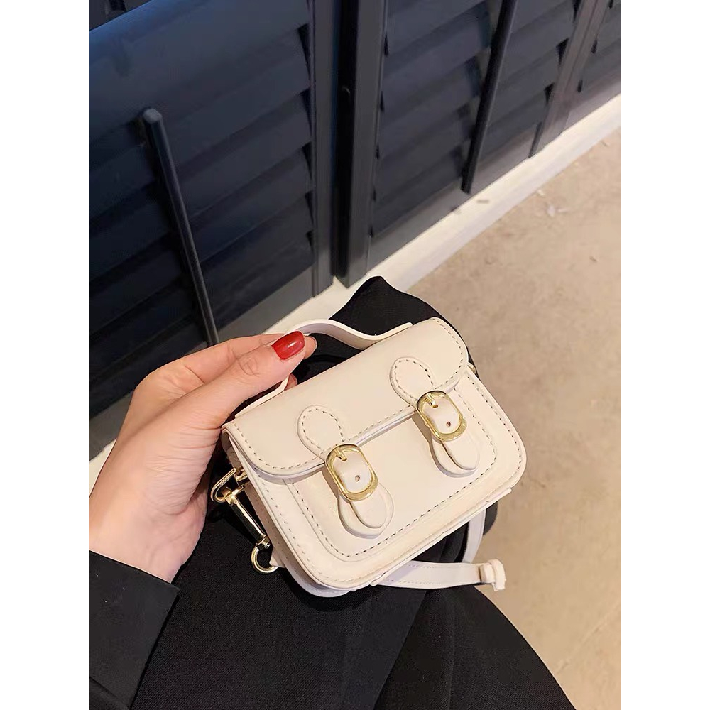 Túi đeo chéo nữ mini hai cúc 2 nịt dáng vuông