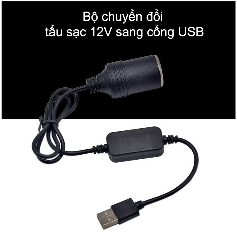 Dây chuyển Nguồn tẩu sạc 12V sang công·USB 5V 2A Cho Xe Ô Tô, Máy Bơm Lốp, Máy Hút Bụi trên xe hơi | BigBuy360 - bigbuy360.vn