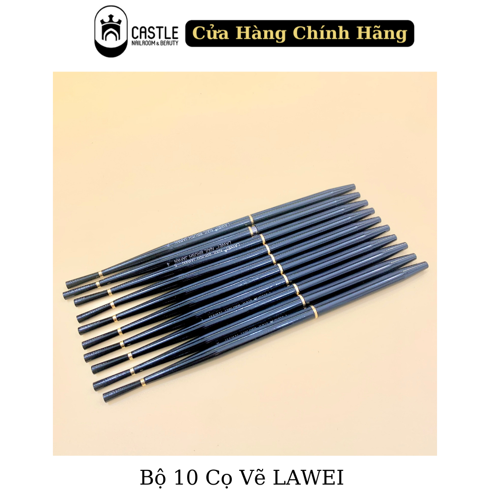 Bộ 10 Cây Cọ Vẽ LAWEI Nail Brush Japan Chuyên Dụng - Cọ Vẽ Móng