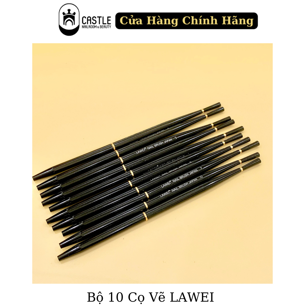 Bộ 10 Cây Cọ Vẽ LAWEI Nail Brush Japan Chuyên Dụng - Cọ Vẽ Móng