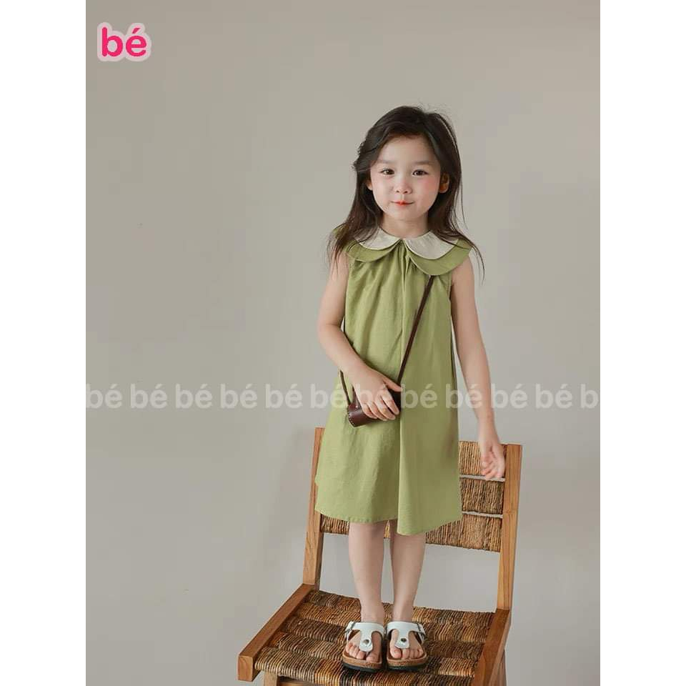 Váy cho bé gái dáng xòe, có là cổ phối siêu xinh