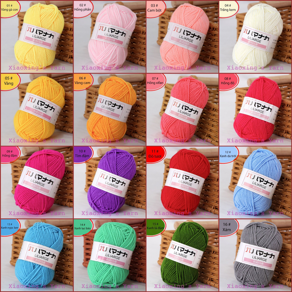 Len hàn nhí milk cotton Hàn Quốc cuộn 25g dùng đan móc len cơ bản, móc thú không xù lông | Xiaoxing's Yarn