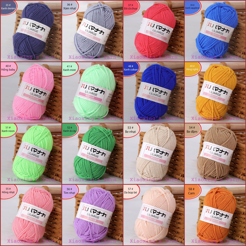 Len hàn nhí milk cotton Hàn Quốc cuộn 25g dùng đan móc len cơ bản, móc thú không xù lông | Xiaoxing's Yarn