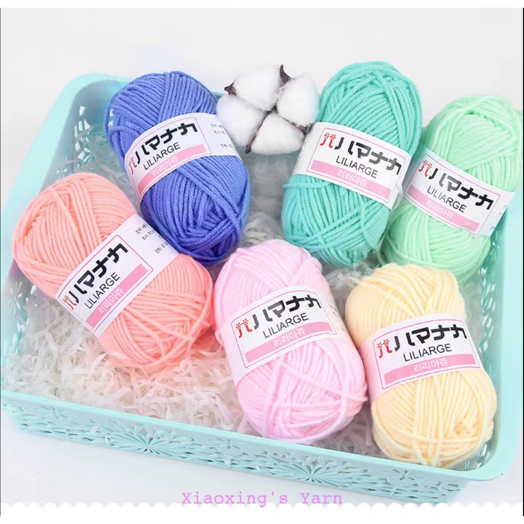 Len hàn nhí milk cotton Hàn Quốc cuộn 25g dùng đan móc len cơ bản, móc thú không xù lông | Xiaoxing's Yarn