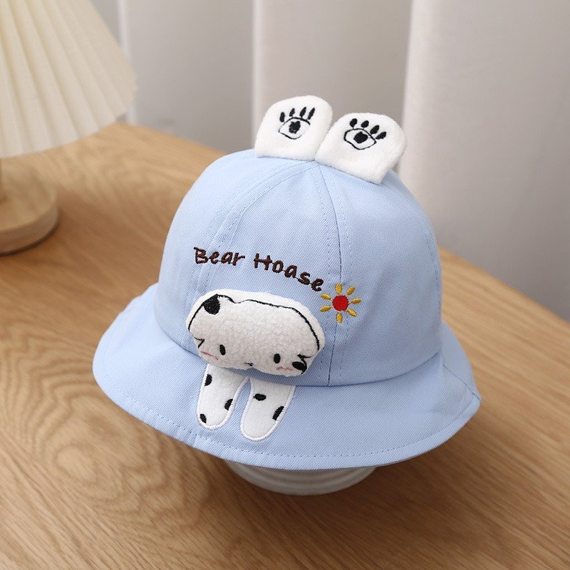 Mũ Gấu Bear House Rộng Vành WOWKIDS Họa Tiết Tai Gấu Có Quai Cho Bé Trai, Bé Gái Từ 0-3 tuổi