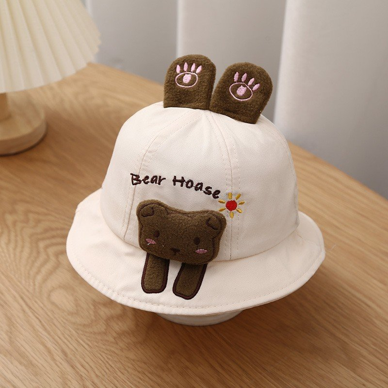 Mũ Gấu Bear House Rộng Vành WOWKIDS Họa Tiết Tai Gấu Có Quai Cho Bé Trai, Bé Gái Từ 0-3 tuổi