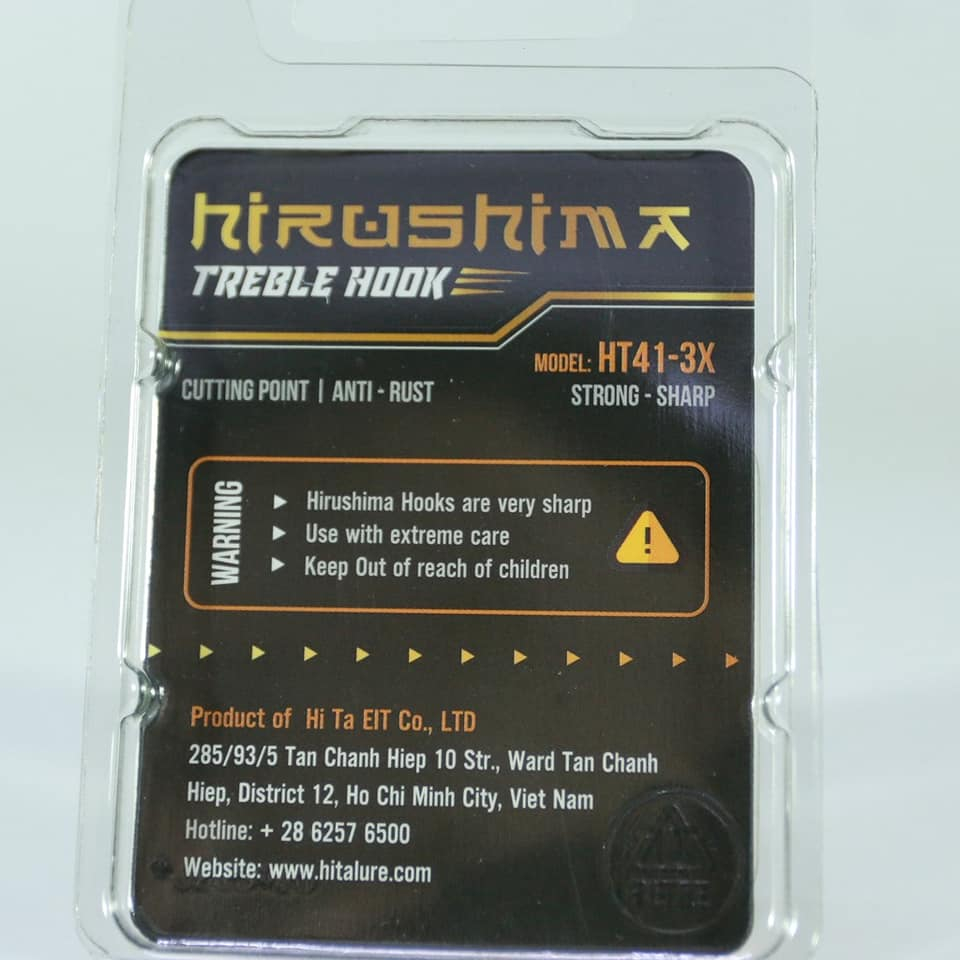 Lưỡi câu ba tiêu Hirushima Treble Hook HT41-3x siêu cứng Hita Lure