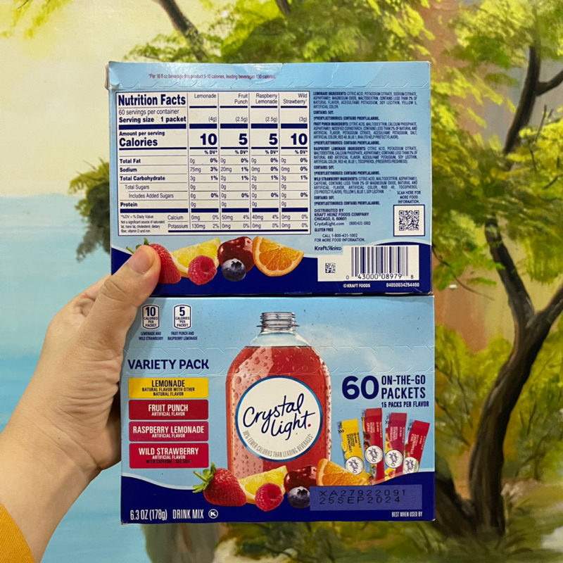 1 hộp 60 gói Crystal light vị trái cây không đường cho người ăn kiêng