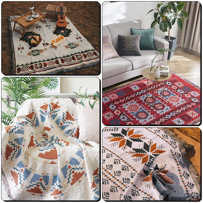 (CÓ SẴN/VINTAGE) Thảm Phủ Họa Tiết Thổ Cẩm Dân Tộc, Mền Đắp Cao Cấp, Vải trải picnic nhiều mẫu đẹp