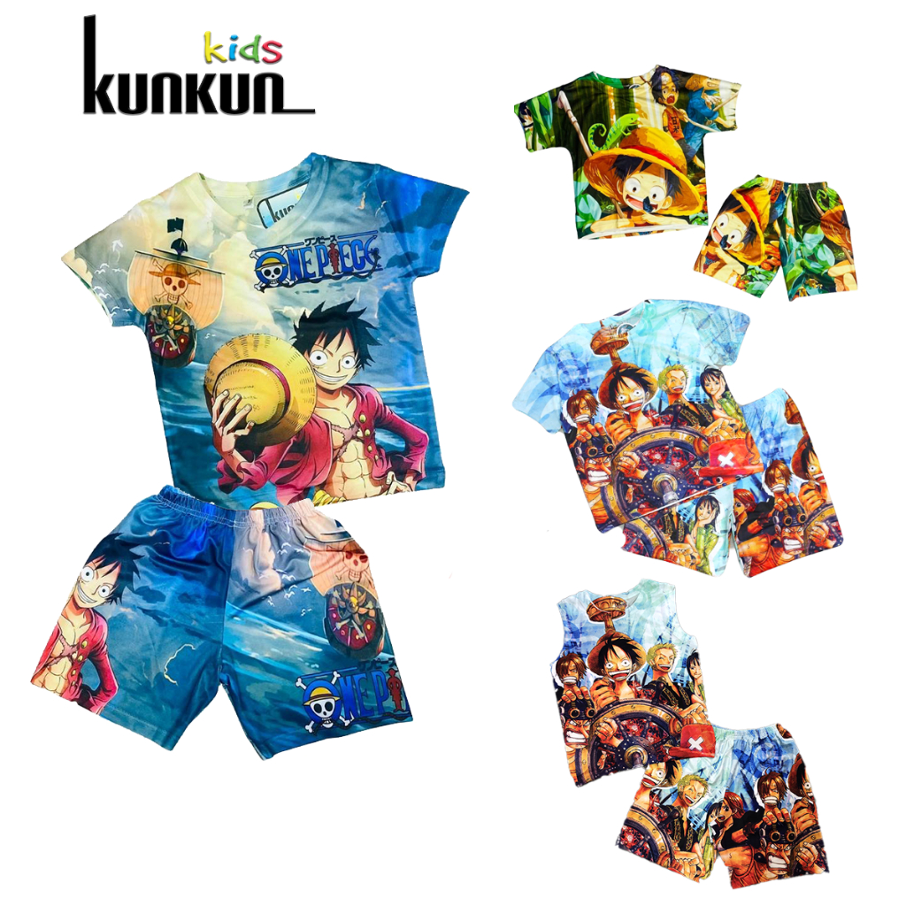 Quần áo bé trai thun lạnh in hình One piece KunKun Kid TP436-667-673&BL637 - Size đại cho bé trai từ 10-60kg