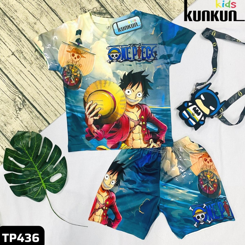 Quần áo bé trai thun lạnh in hình One piece KunKun Kid TP436-667-673&BL637 - Size đại cho bé trai từ 10-60kg