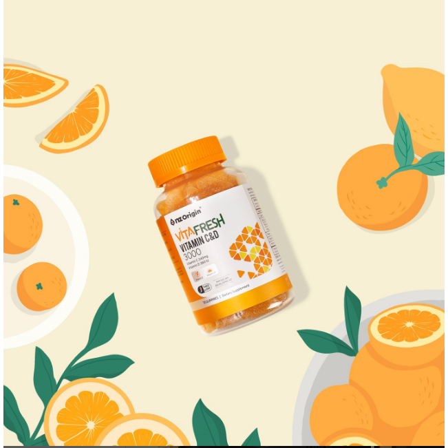 Kẹo Dẻo Vitamin C&D  3000 Vita Fresh Tăng Đề Kháng, Hỗ Trợ Làm Sáng Da, Chắc Xương