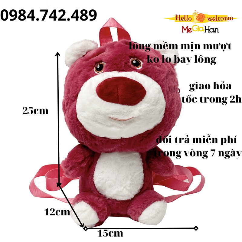 Balo Gấu  Dâu Balo Cho Bé Hoạt Hình Nhồi Bông Dễ Thương
