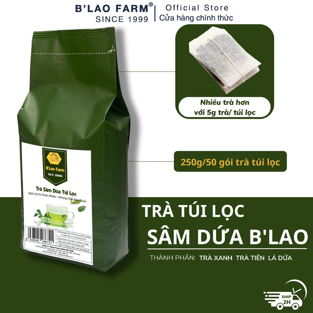 Trà túi lọc B'LAO FARM túi lọc trà vị SÂM DỨA tự nhiên, trà Bảo Lộc loại 250g T2