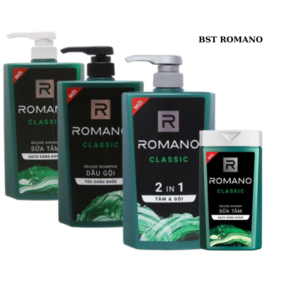 Dầu Gội Romano / Sữa tắm thơm lâu ROMANO Classic 2in1 650g /180g /Dầu gội sữa tắm nam Romano Classic