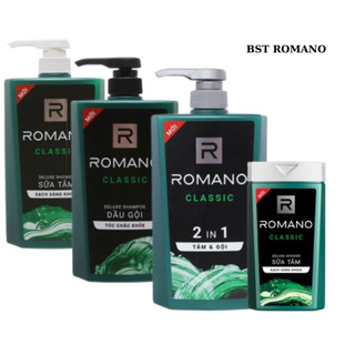 Dầu gội romano / sữa tắm thơm lâu romano classic 2in1 650g /180g /dầu gội sữa tắm nam romano classic