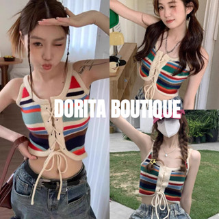 Áo 2 dây croptop đan dây ngực kẻ sọc hàng Quảng Châu DORITA BOUTIQUE