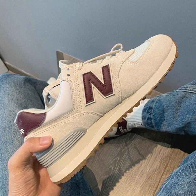 Giày sneaker chữ N bản 574 kem tím