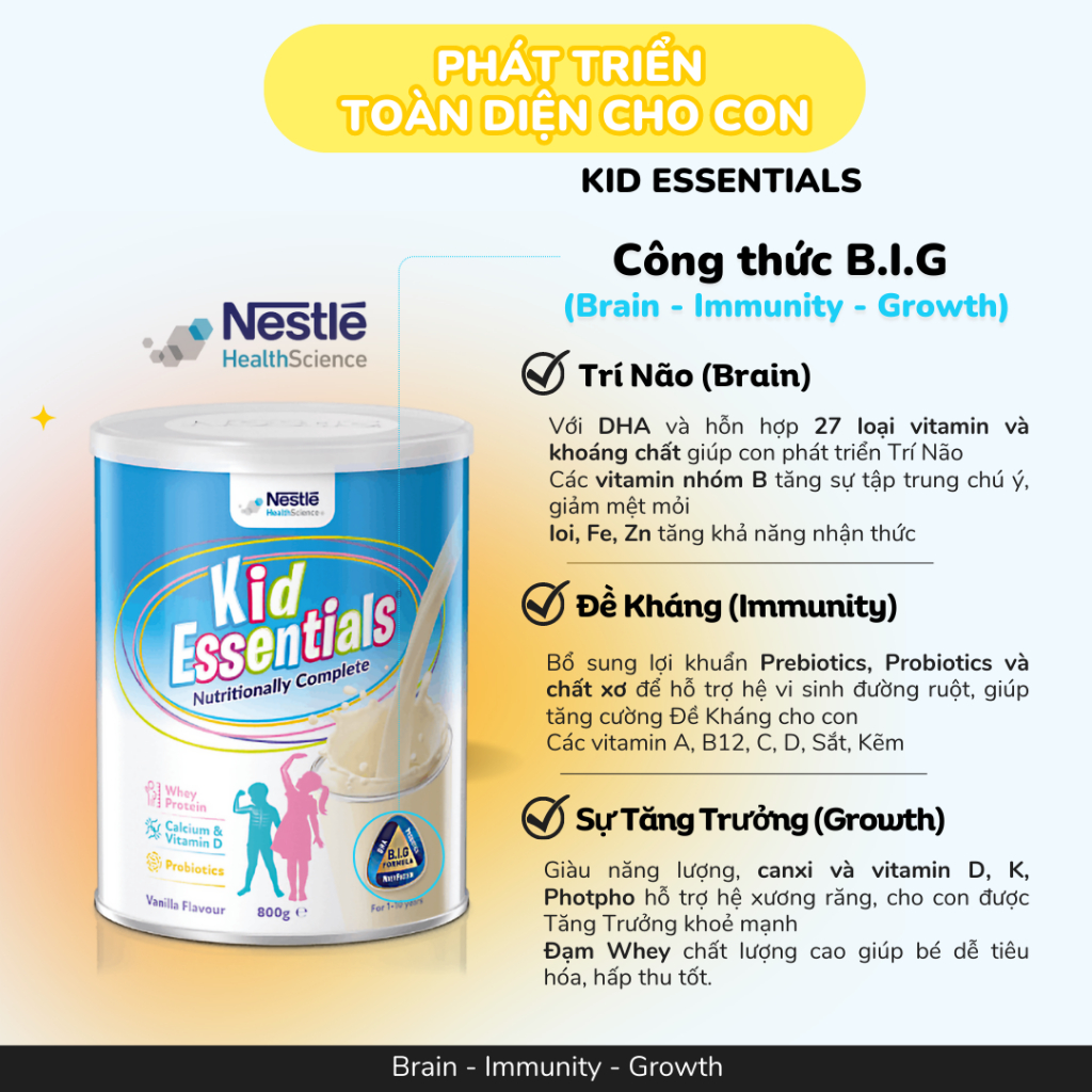 [DATE 02.25] Combo 6 lon Sữa Kid Essentials mẫu mới cho trẻ biếng ăn, chậm tăng cân- 800g [NHẬP KHẨU CHÍNH HÃNG]