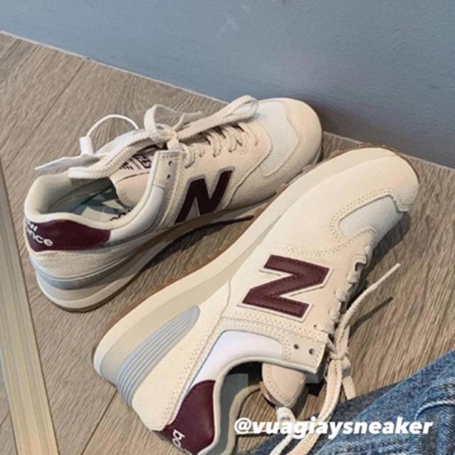 Giày sneaker chữ N bản 574 kem tím