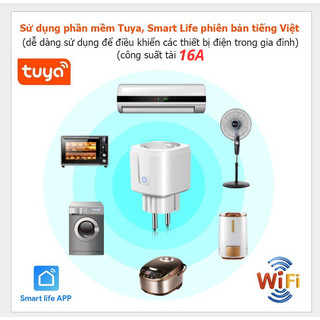 Ổ cắm wifi điều khiển từ xa 16a tuya ,smart life công tắc điều khiển từ xa wifi bằng điện thoại
