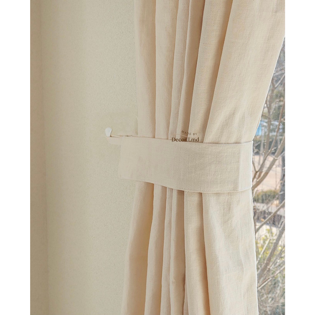 Rèm cửa linen be gừng vintage decor trang trí phòng ngủ, màn cửa chống nắng dán tường