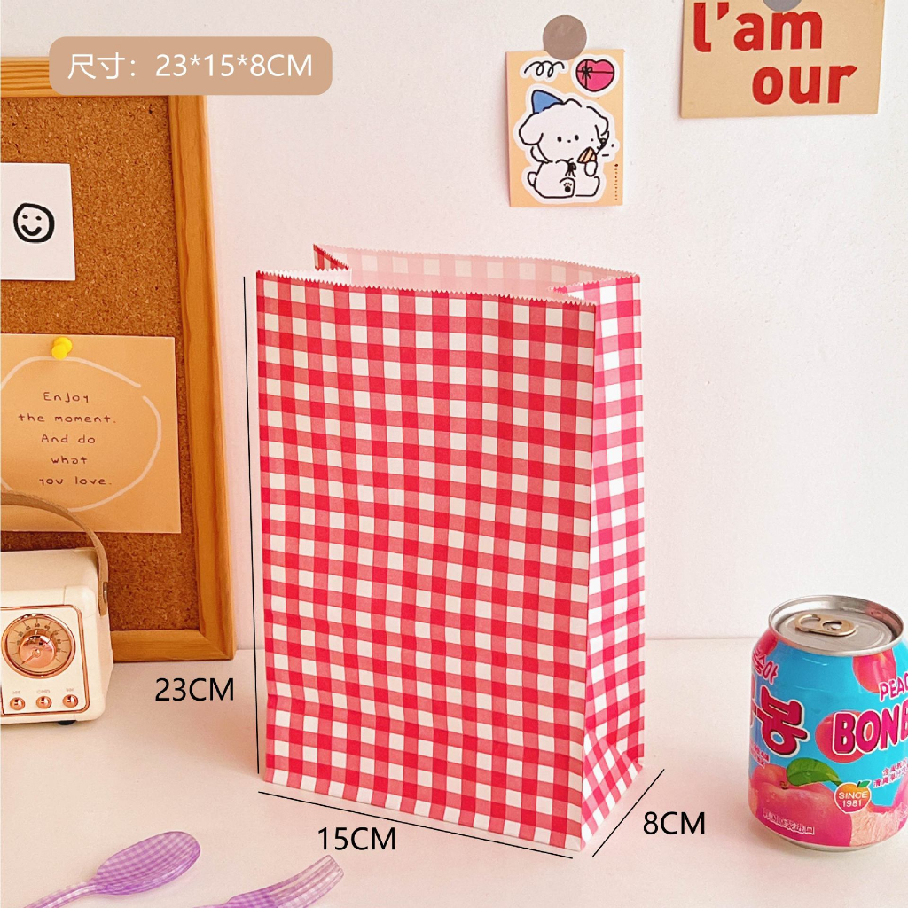 Túi Giấy Mini Đựng Quà Tặng, Vật Nhỏ Cute Hình Caro Màu Pastel Xinh Xắn Cute
