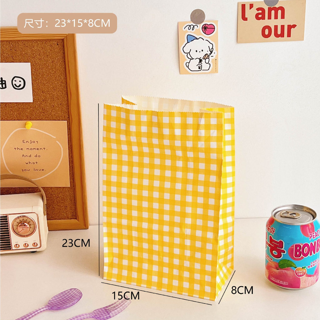 Túi Giấy Mini Đựng Quà Tặng, Vật Nhỏ Cute Hình Caro Màu Pastel Xinh Xắn Cute