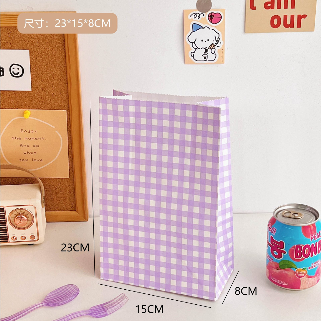 Túi Giấy Mini Đựng Quà Tặng, Vật Nhỏ Cute Hình Caro Màu Pastel Xinh Xắn Cute