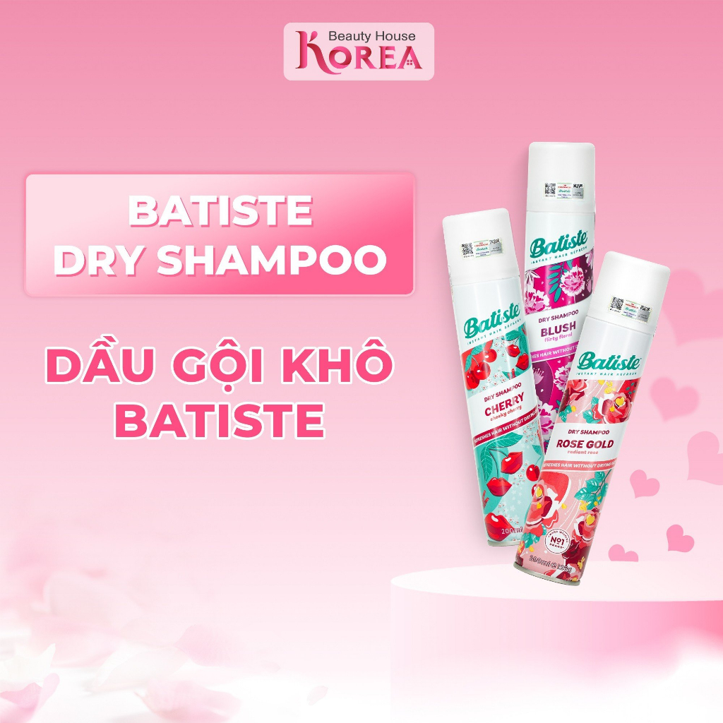 Dầu Gội Khô Batiste Dry Shampoo Hết Ngứa Hết Bết Dính Tóc Bồng Bềnh Tức Thì 200ml/50ml