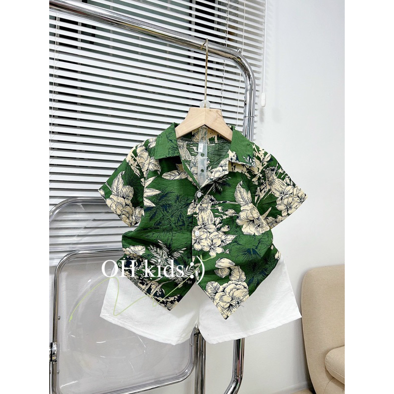 Set áo sơ mi quần trắng đũi cho bé trai 12 đến 35kg S0097