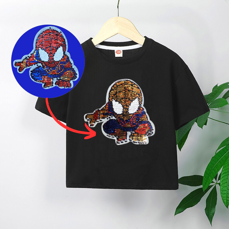 Áo kim sa cho bé thay đổi màu sắc độc đáo, vuốt nhẹ để đổi màu hình altraman, áo phông cho bé HONGVYBABY