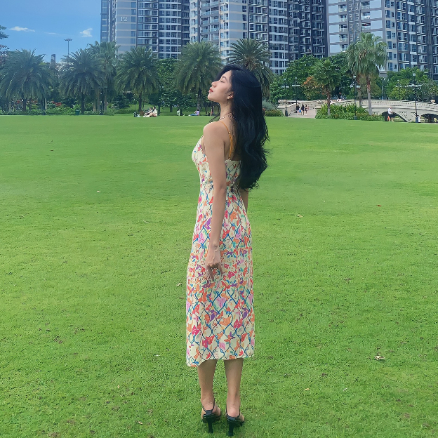 Graphé - ABIGAIL soul pattern dress / Đầm lụa dài hai dây thiết kế hoạ tiết độc quyền