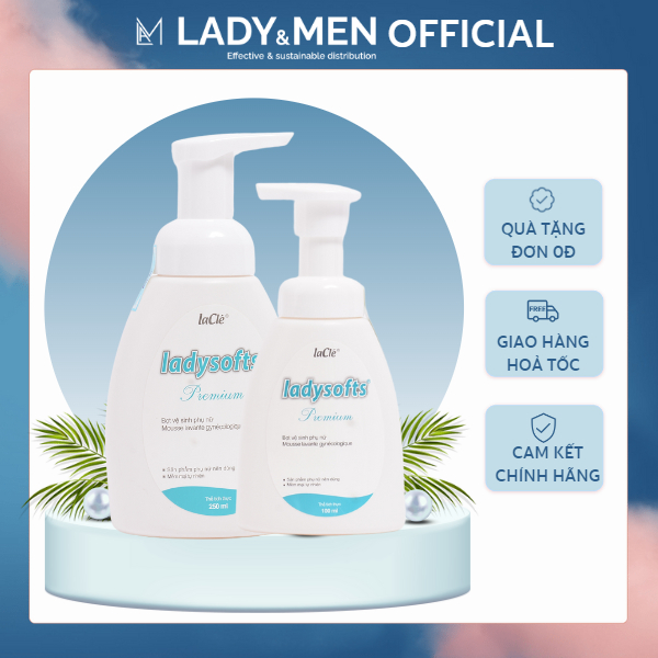 Bọt rửa phụ khoa phụ nữ Ladysofts Premium Laclé 100ml - 250ml hỗ trợ dưỡng ẩm, làm sạch, mùi thơm - Lady & Men Viet Nam