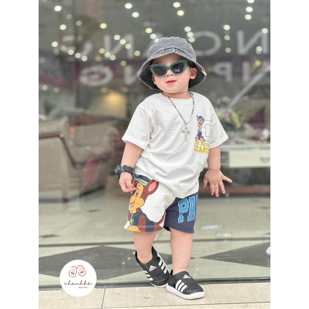 Bộ cộc tay bé trai tặng mũ 8-35kg Chanh Bé đồ bộ bé trai zara chú chó cứu hộ chất cotton cao cấp thoáng mát