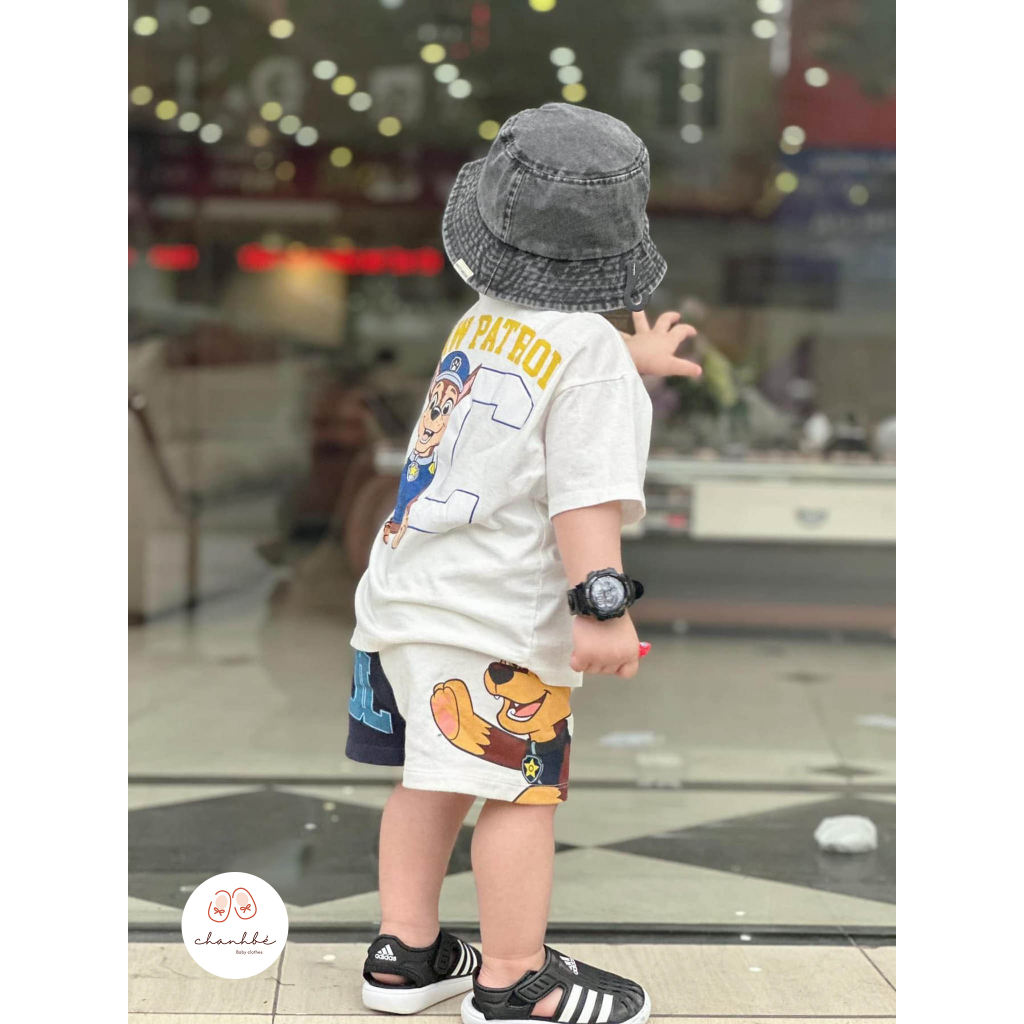 Bộ cộc tay bé trai tặng mũ 8-35kg Chanh Bé đồ bộ bé trai zara chú chó cứu hộ chất cotton cao cấp thoáng mát