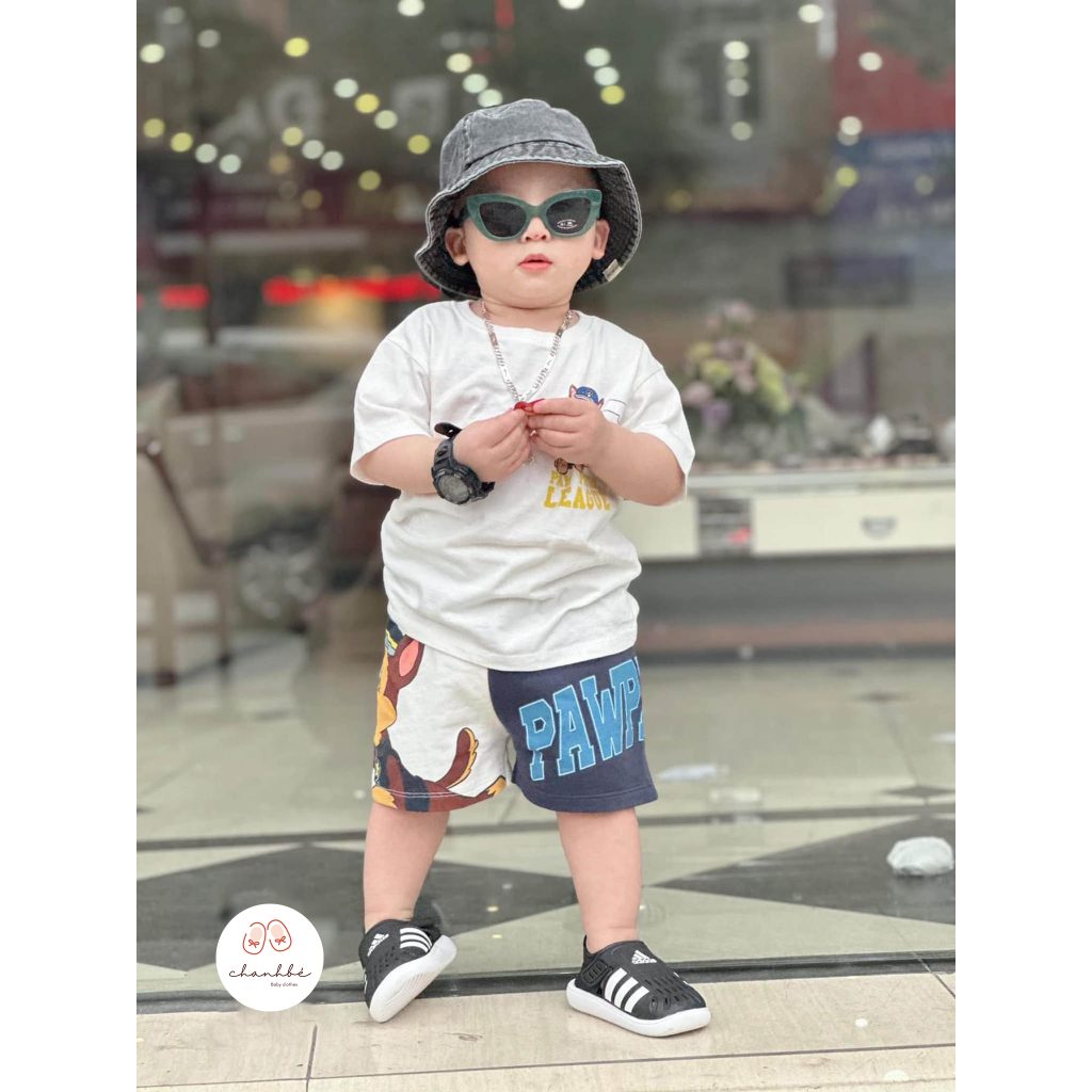Bộ cộc tay bé trai tặng mũ 8-35kg Chanh Bé đồ bộ bé trai zara chú chó cứu hộ chất cotton cao cấp thoáng mát