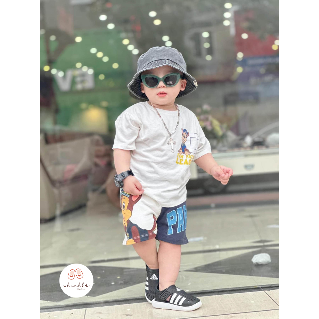 Bộ cộc tay bé trai tặng mũ 8-35kg Chanh Bé đồ bộ bé trai zara chú chó cứu hộ chất cotton cao cấp thoáng mát