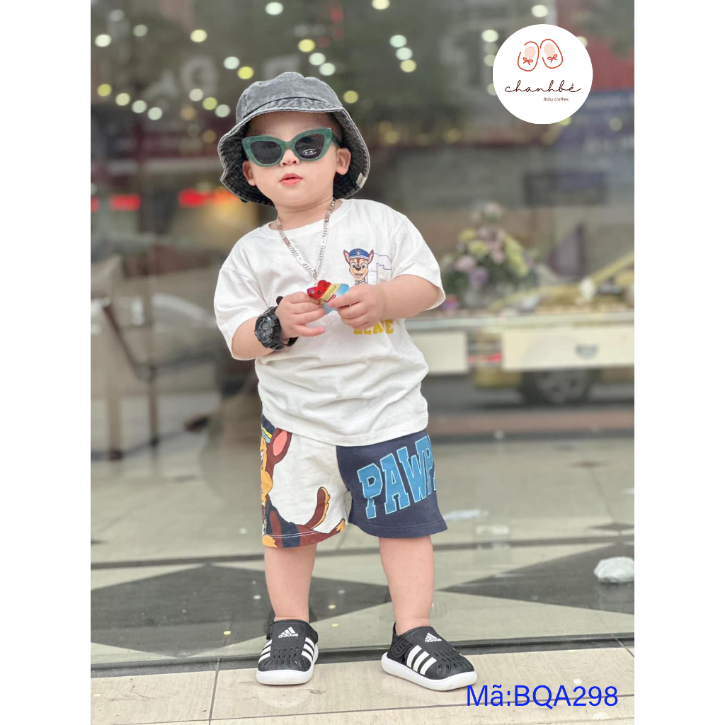 Bộ cộc tay bé trai tặng mũ 8-35kg Chanh Bé đồ bộ bé trai zara chú chó cứu hộ chất cotton cao cấp thoáng mát