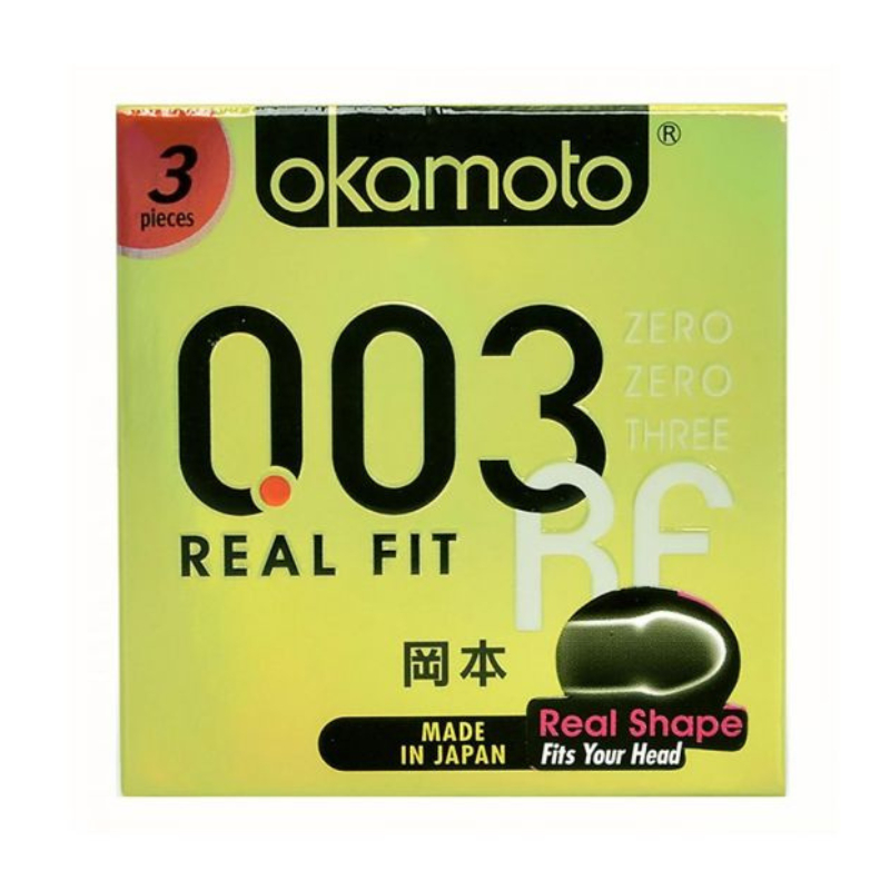 Bao Cao Su BCS Okamoto Real Fit 0.03 x 52mm co rút linh hoạt ôm trọn đường cong