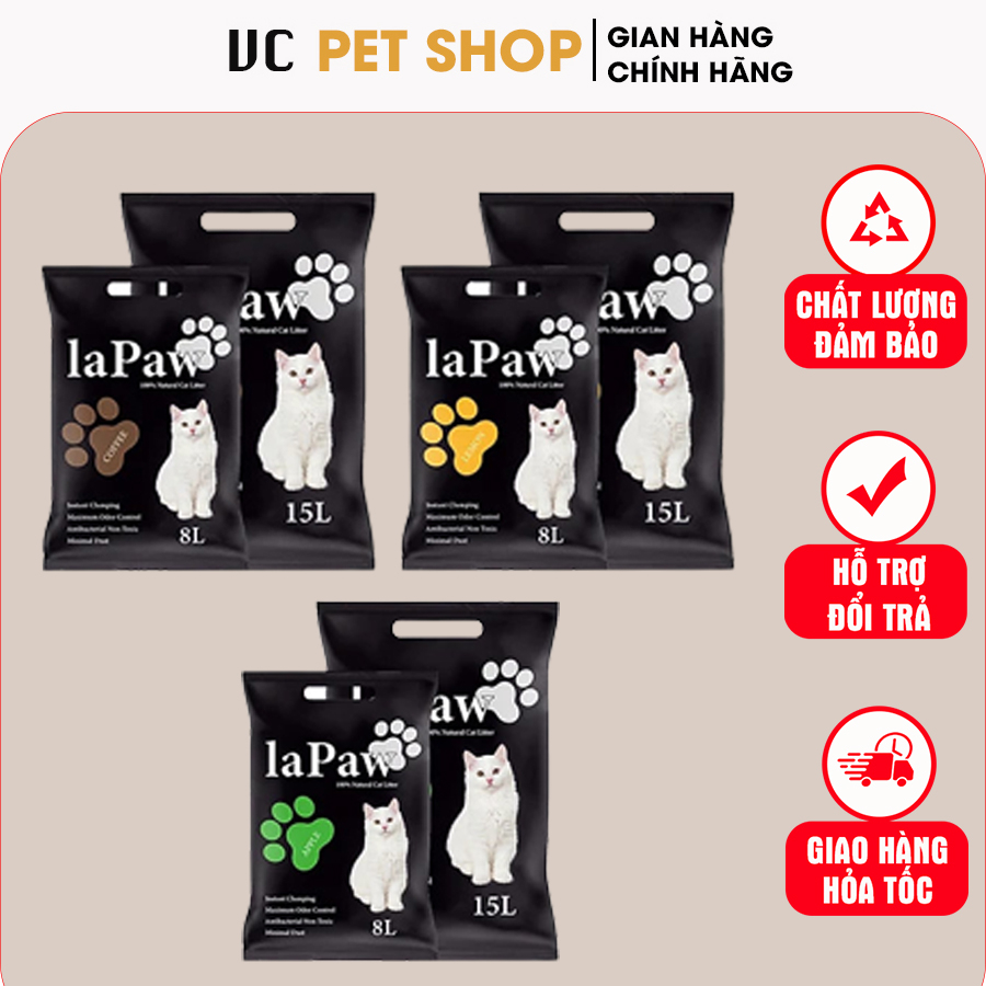 15L Cát vệ sinh cho mèo Lapaw, cát đất sét cho mèo khử mùi tốt - Funny Pet Shop
