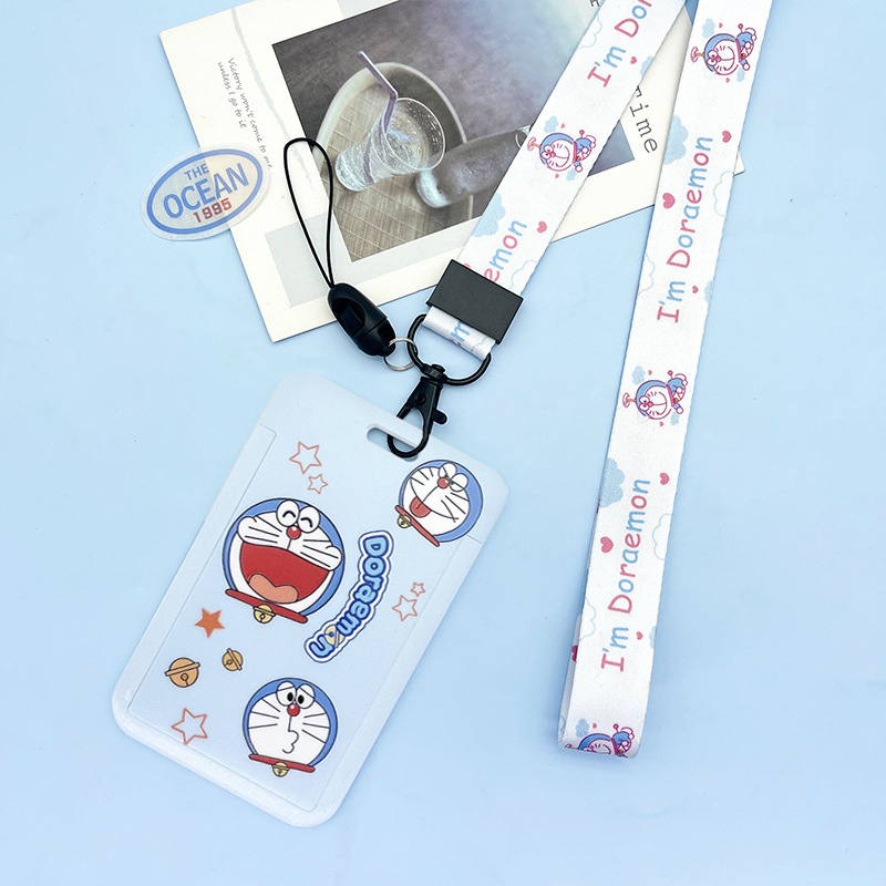 Dây đeo thẻ dọc dành cho học sinh, sinh viên, nhân viên họa tiết hoạt hình Doraemon dễ thương