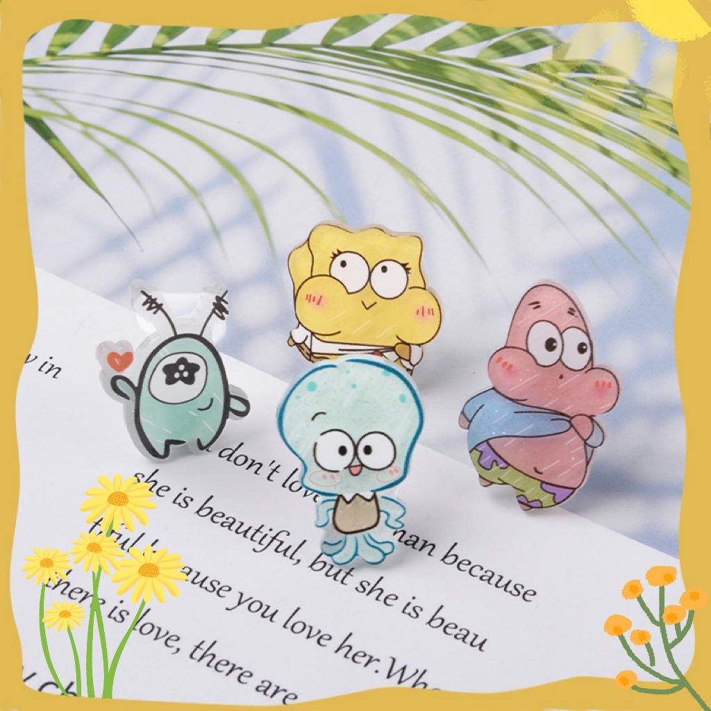 🍄Kẹp Tóc Hình Spongebob Bằng Acrylic Xinh Xắn Cho Nữ