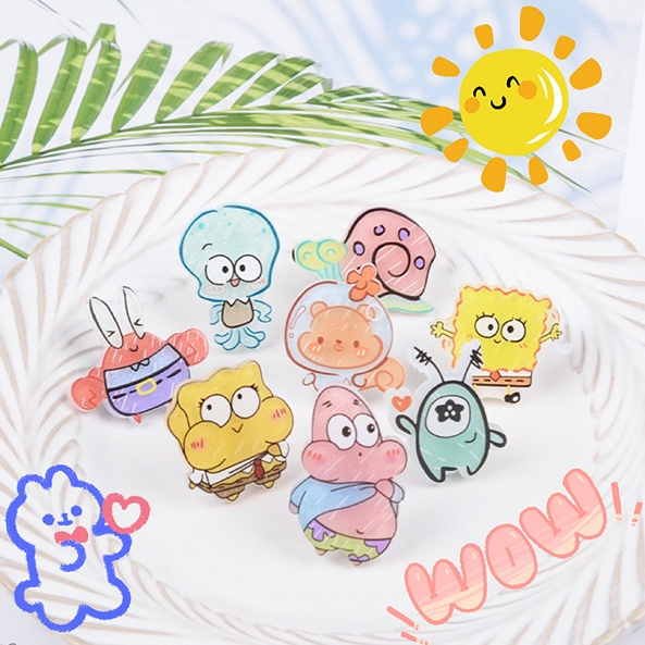 🍄Kẹp Tóc Hình Spongebob Bằng Acrylic Xinh Xắn Cho Nữ