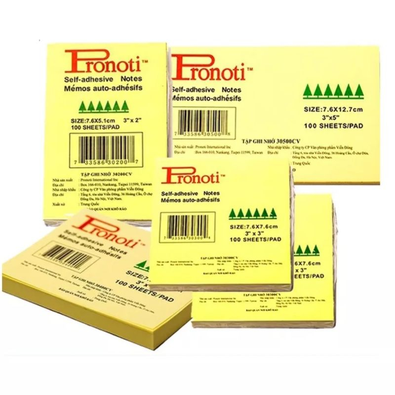Giấy note ghi chú Pronoti / Giấy nhớ Pronoti các cỡ 3x15 3x2 3x3 3x4 3x5