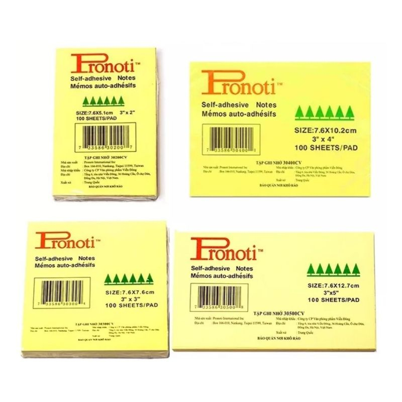 Giấy note ghi chú Pronoti / Giấy nhớ Pronoti các cỡ 3x15 3x2 3x3 3x4 3x5