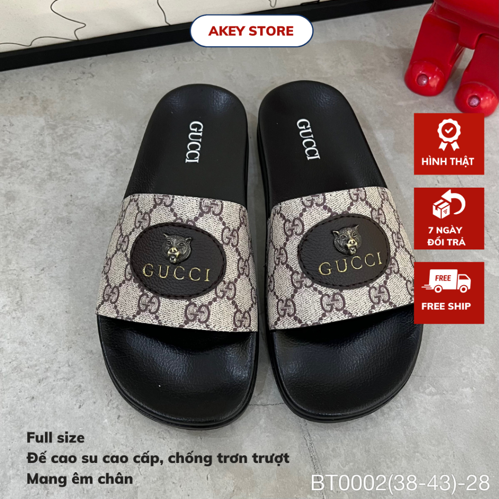 BT0002 Dép Nam Quai Ngang Unisex, Dép Nam Nữ GC Hình Thú Nổi Bật Đế Cao Su Cao Cấp AKEYSHOP