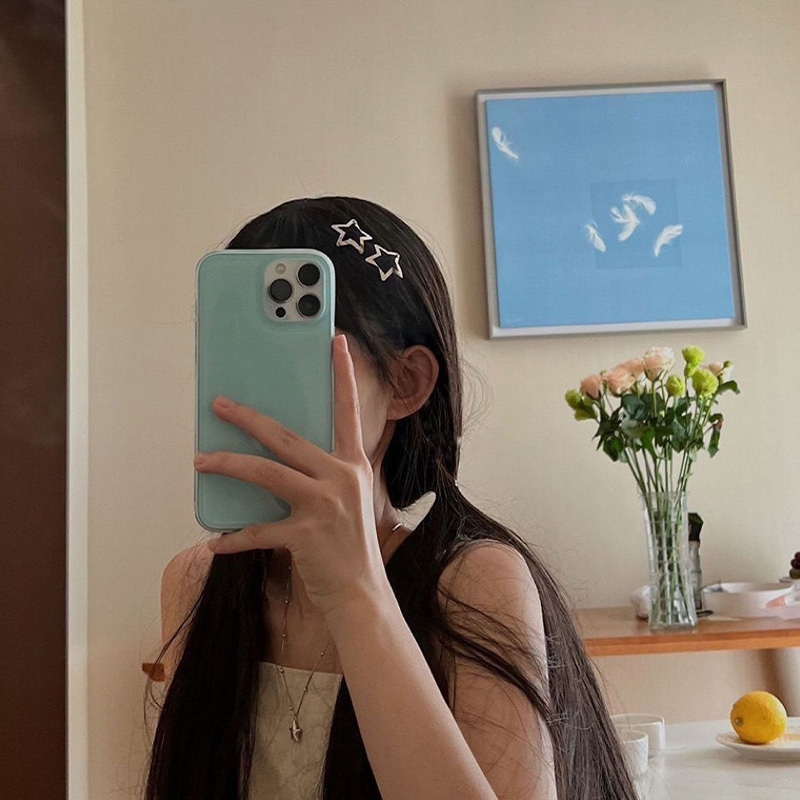 Beautycoco🍊Y2k Kẹp Tóc Ngôi Sao Năm Cánh Bằng Kim Loại Màu Bạc Mát Mẻ Dễ Phối Đồ Dành Cho Bạn Gái