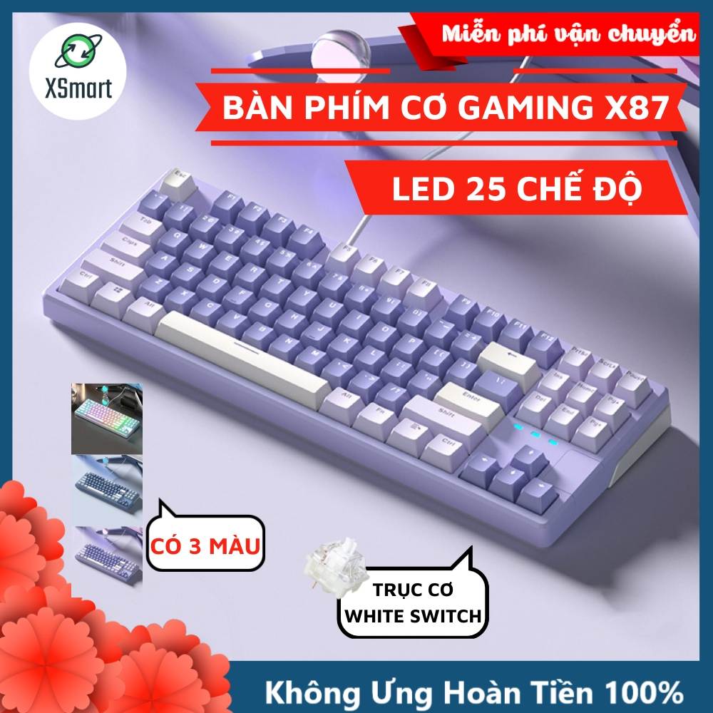 Bàn Phím Cơ Máy Tính Gaming MECHANICAL X87 LED 25 Chế Độ Trục Cơ White Switch | BigBuy360 - bigbuy360.vn